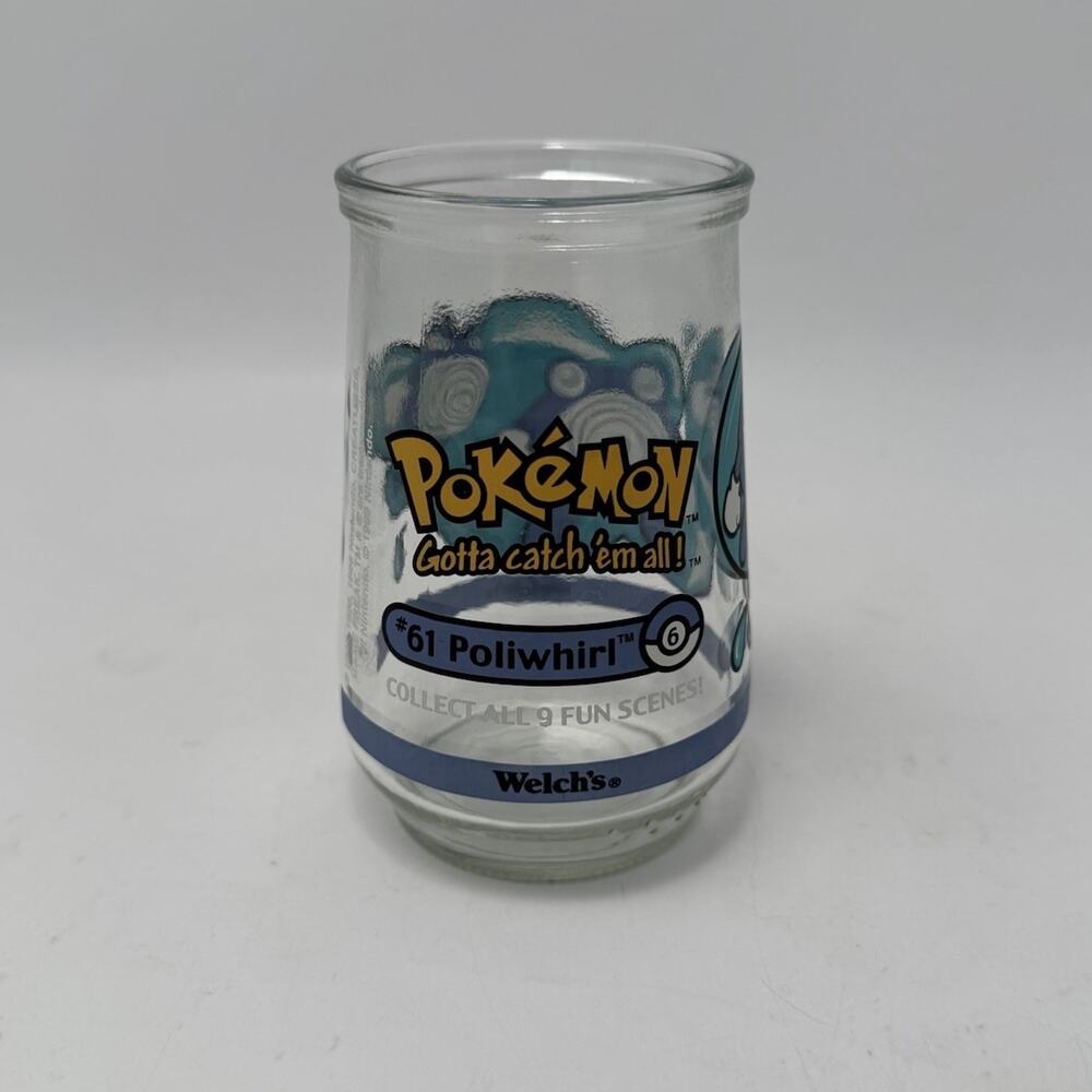 Pokémon #61 POLIWHIRL 1999 Nintendo Collectible Welch's Vintage Glass Jelly Jar